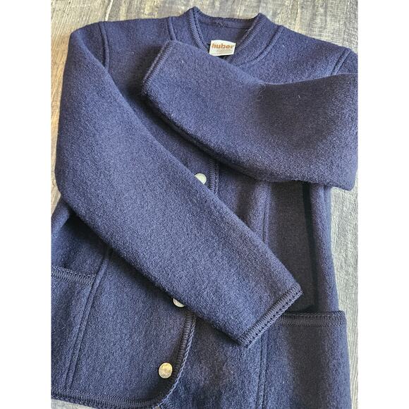Vintage Huber wool jacket cardigan sweater sport coin button Womens 38 medium - Picture 4 of 10